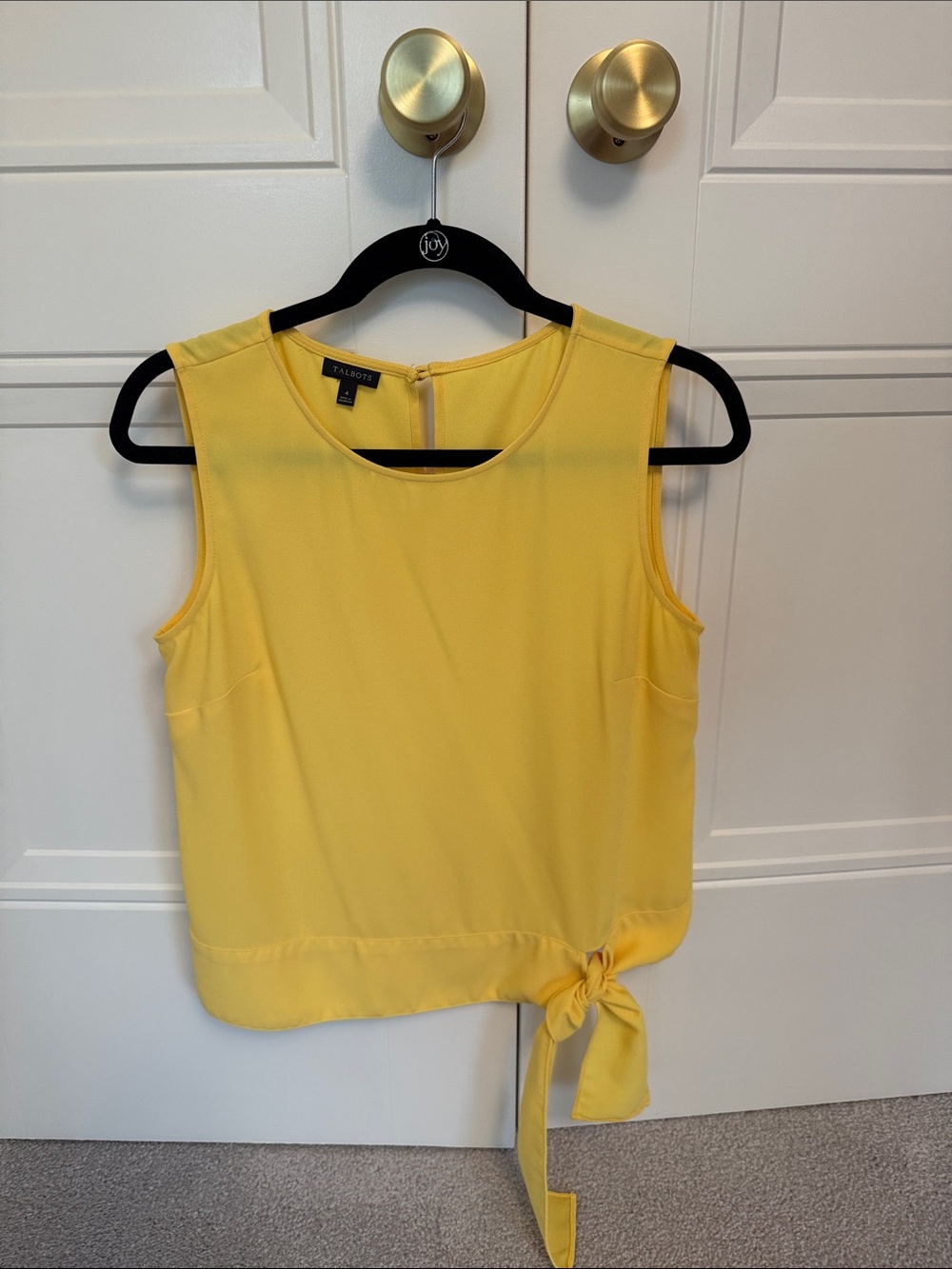 Talbots Bright Yellow Sleeveless Tie-Hem Top